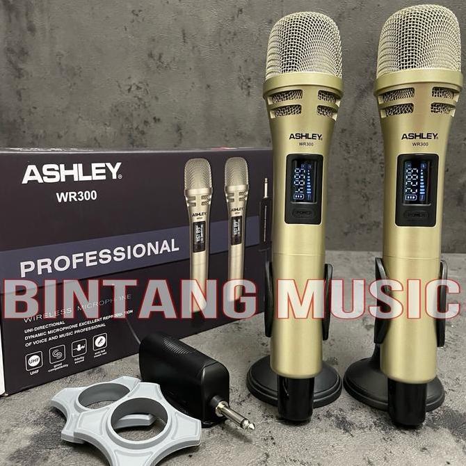 Mic wireless ashley wr300 original free busa ASHLEY WR 300 microphone HITAM Original