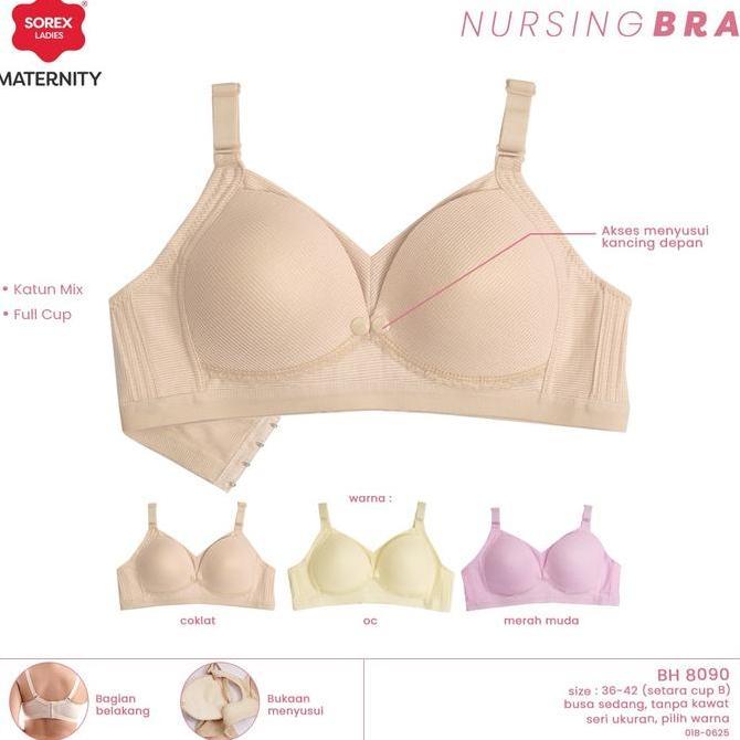 Promo Sorex Bra Menyusui Tanpa Kawat Full Cup B Kait 4 Bukaan Depan Katun Mix Nursing Bra BH 8090 CO
