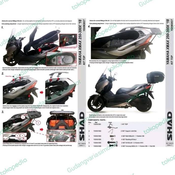 breket box xmax 300/xmax 250 asli merek shad promo