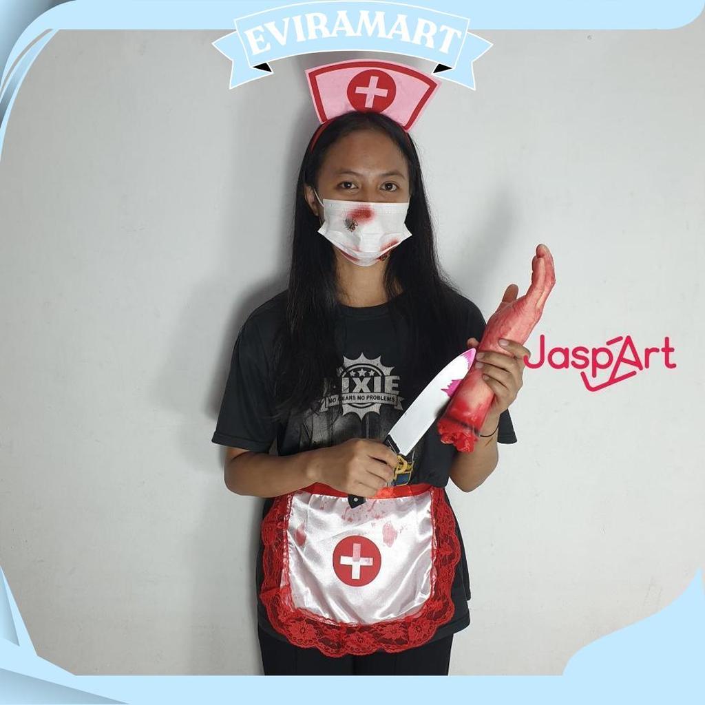 Kostum Bando Masker Suster Set Halloween Party Cosplay Hantu Suster Sale