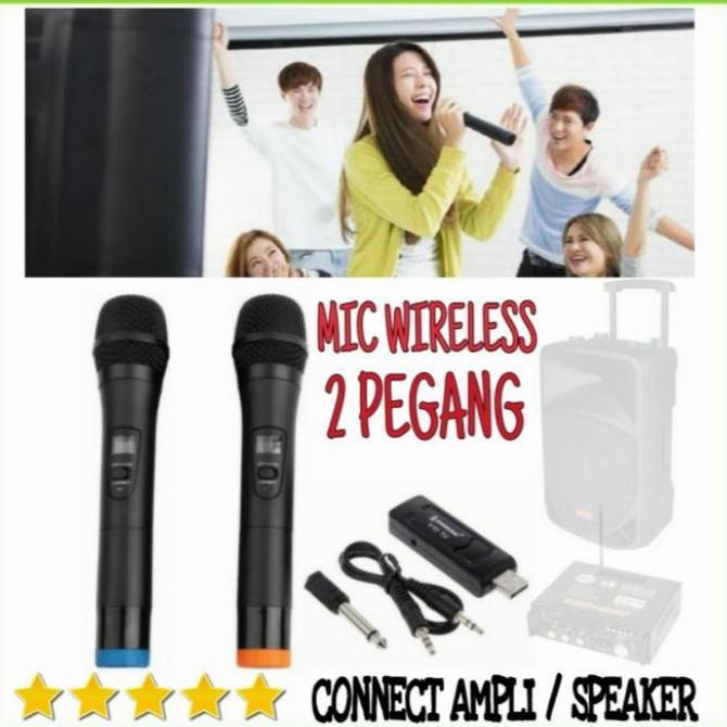 3R microphone wireless mic karaoke connect ampli speaker 2 mic UHF Original