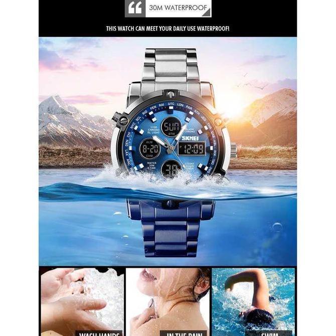 DF250>> SKMEI Dominering Jam Tangan Digital Analog Pria Sport Luxury with Digital Display Indicator 