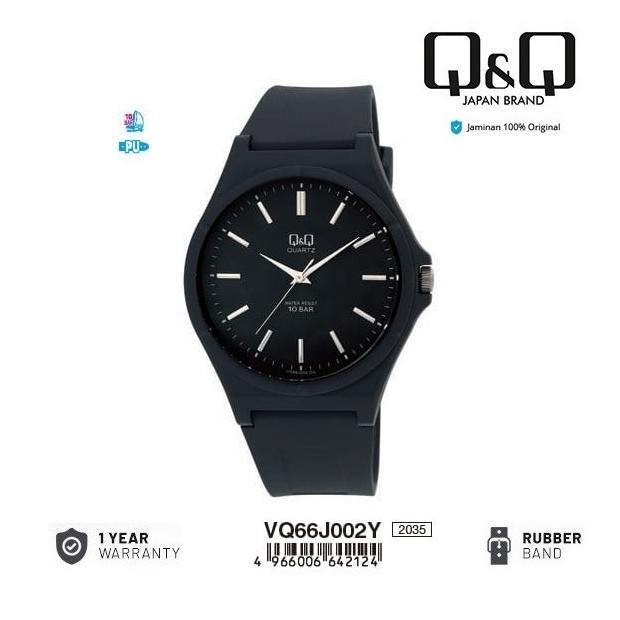 Q&Q ORIGINAL QQ QNQ VQ66 VQ66J VQ66J002Y JAM TANGAN PRIA WANITA TAHAN AIR TALI KARET Jam tangan pria