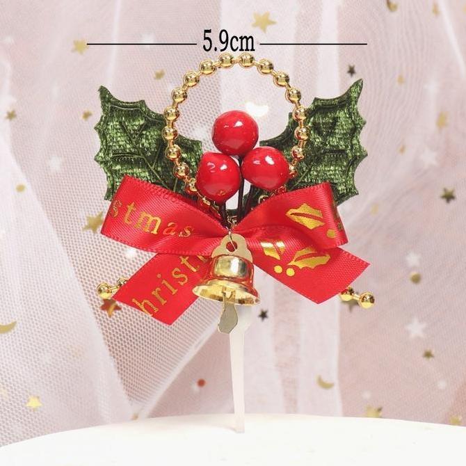 CAKE TOPPER KRANS NATAL DAUN PITA NATAL DEKORASI KUE NATAL MURAH