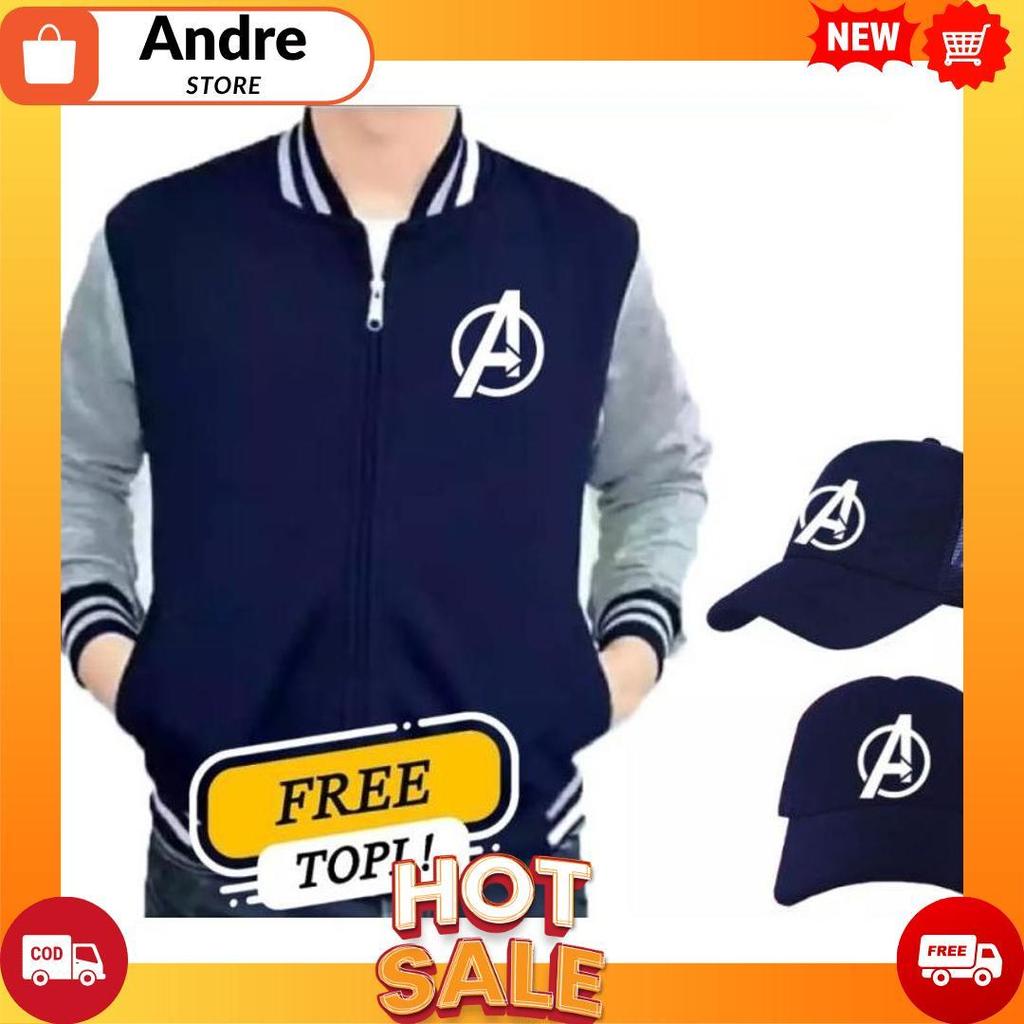 JAKET BASEBALL KOMBINASI LOGO AVENGERS BONUS TOPI [B1][B1]