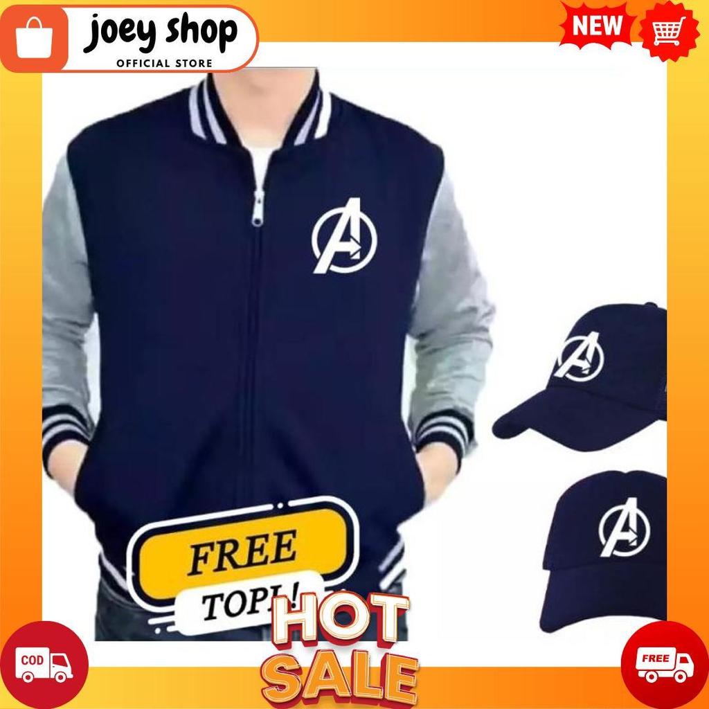 JAKET BASEBALL KOMBINASI LOGO AVENGERS BONUS TOPI [B1][B1]