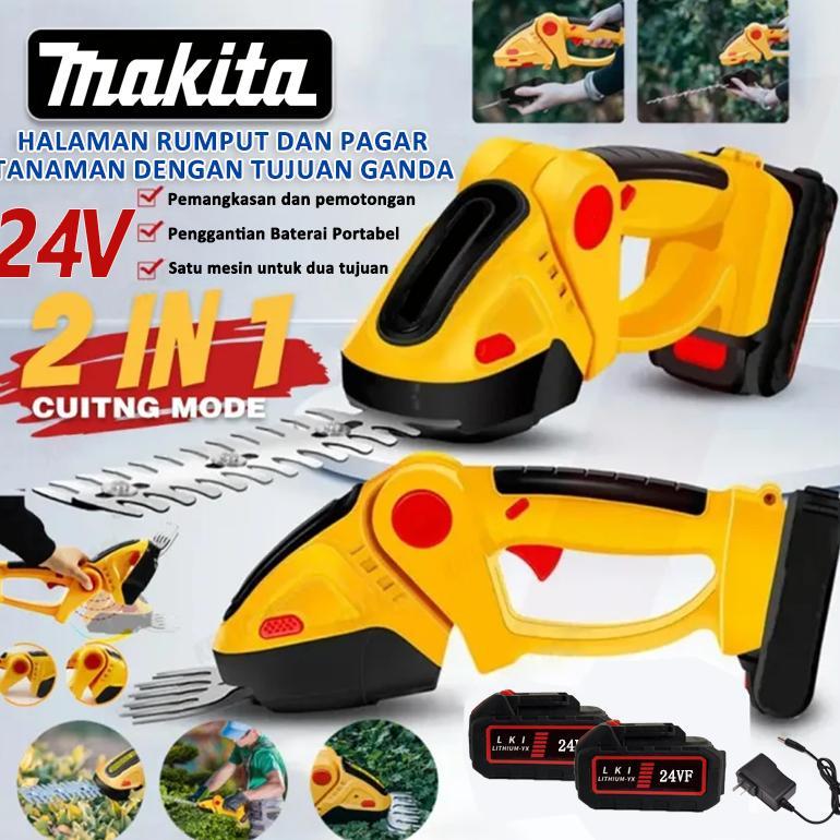 MAKITA 2x 24V Baterai 2in1 Alat Potong Rumput Elektrik Mesin Pemotong Rumput Cordless Garden Shear S