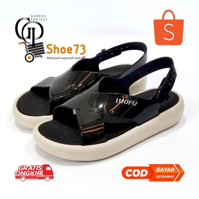 Promo Hemat At43 LUOFU E 7212 - SKTL6W SIZE 36-40 | Sandal Selop Tali Silang Jelly Wanita | Sendal G