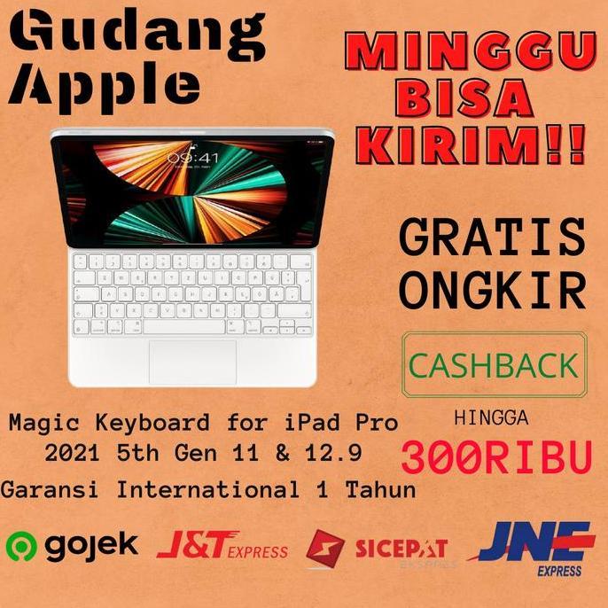 TERBARU - Apple Magic Keyboard for iPad Pro 2021 5th Gen 11 & 12.9 White Black