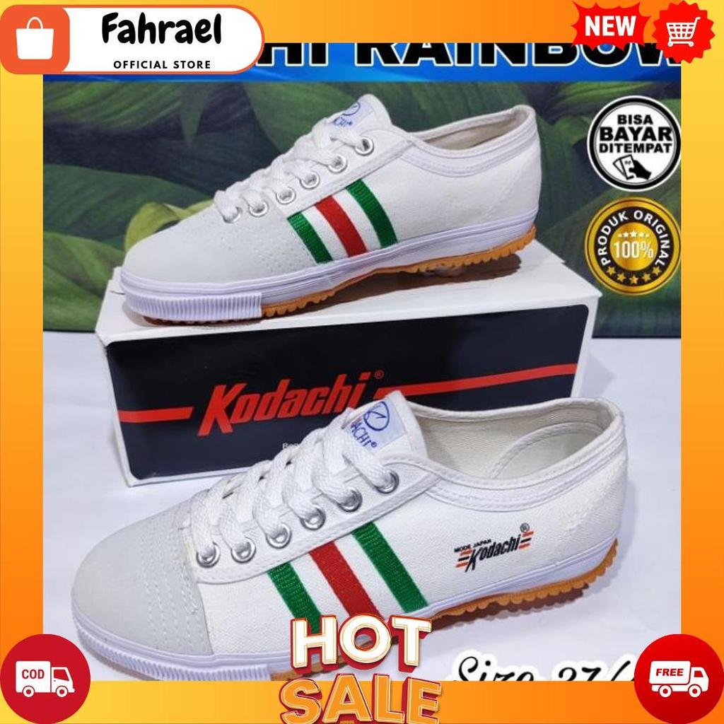 KODACHI SEPATU CAPUNG BADMINTON VOLLY COWOK DEWASA KODACI RAINBOW JADUL PUTIH SOL KARET ANTI SLIP 37
