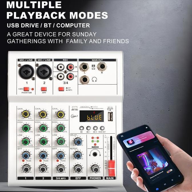 MIXER MINI MIXER MENDUKUNG BLUETOOTH/MP3/USB PLAYBACK AUDIO MIXING RECORDING DEVICE SOUNDCARD ORIGIN