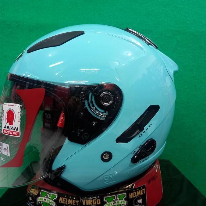 KYT HELM GALAXY SOLID FLAT R AQUA DOUBLE VISOR