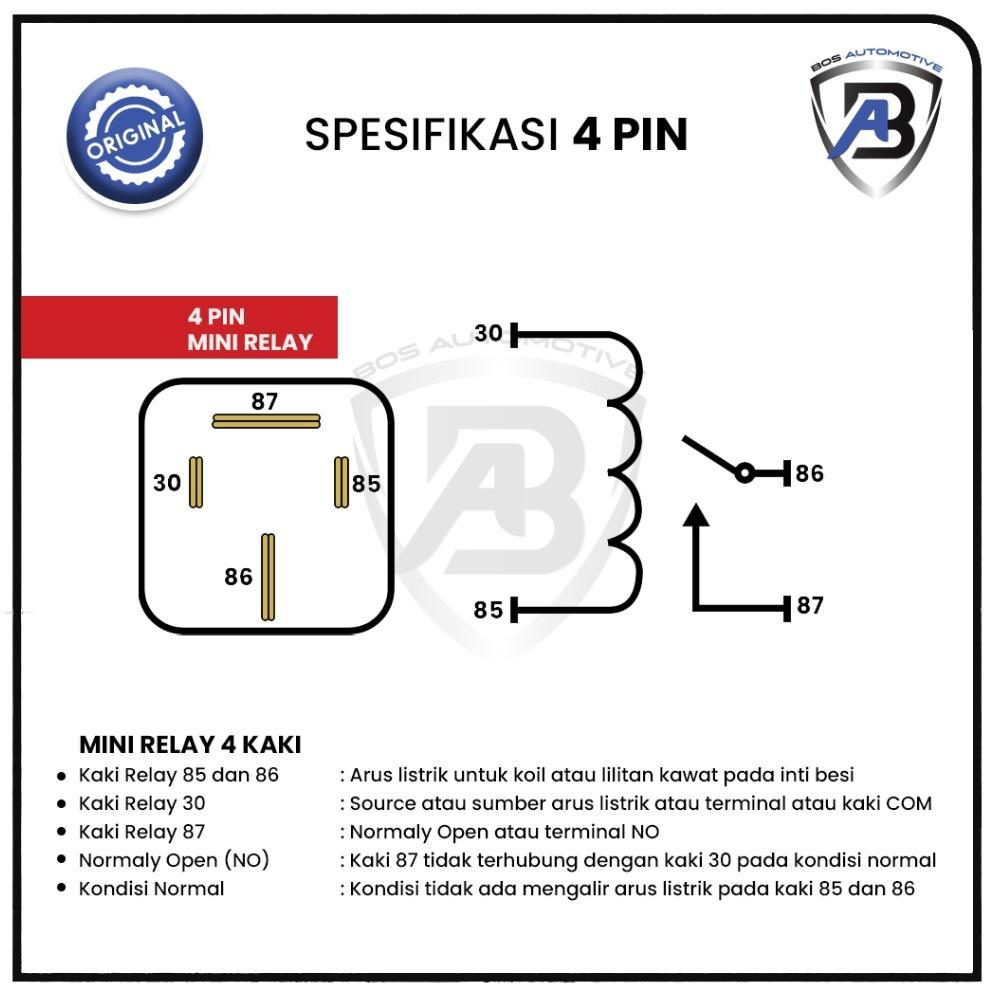 Pandyashop Sr-32 Relay Bosch Kaki 4 12 Volt / 24 Volt 30 Ampere / 20 Ampere Relay Bosch Kaki 5 12 Vo