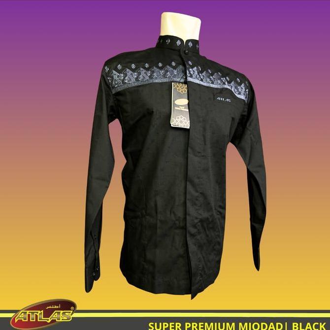 Promo Baju Koko / Baju Muslim ATLAS Super Premium MIQDAD Bordir Lengan Panjang Stylish, Eksklusif da