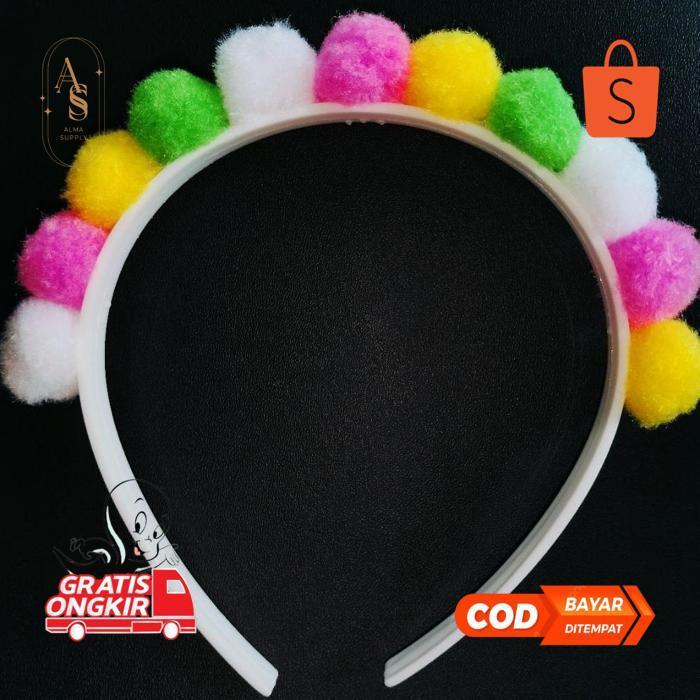 wes-24 hj-43 Big Sale BANDO POMPOM BANDO ANAK BANDO DEWASA BANDO LUCU UNIK BANDANA POMPOM IKAT KEPAL