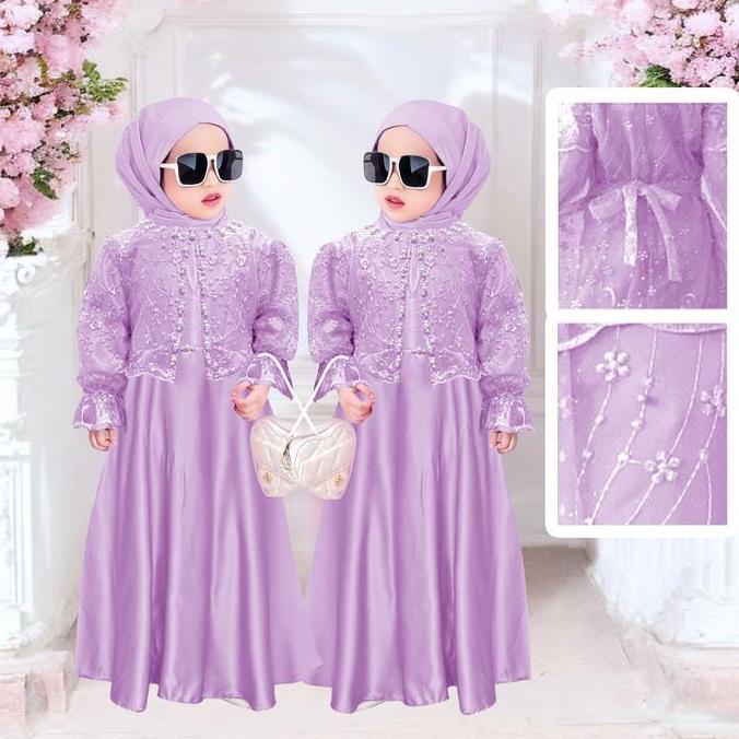 Promo Gamis dress anak perempuan muslimah gaun pesta fashion anak kekinian terbaru Slavina kids Mewa