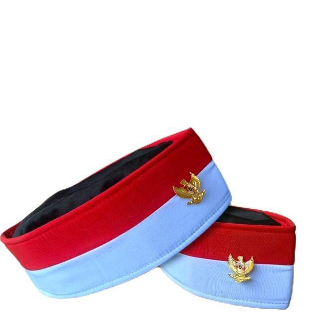 Promo Songkok Peci Merah Putih Pin Garuda Kopiah untuk Anak dan Dewasa - Muslim Hitam Maroon COD