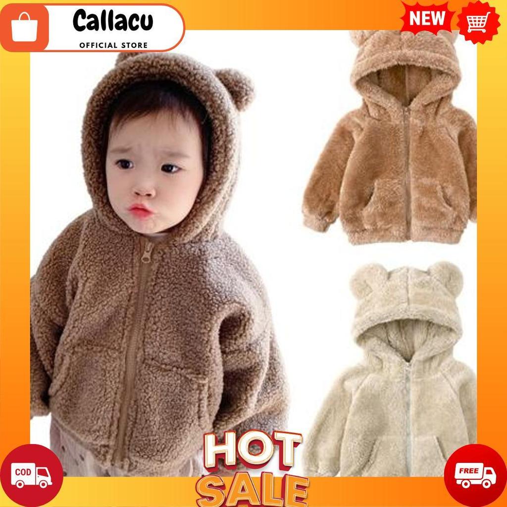 Sherpa Bulu Domba Anak Laki Laki Perempuan Usia Anak 3-6 Tahun / Jaket Anak Hoodie Bulu Kuping Berua