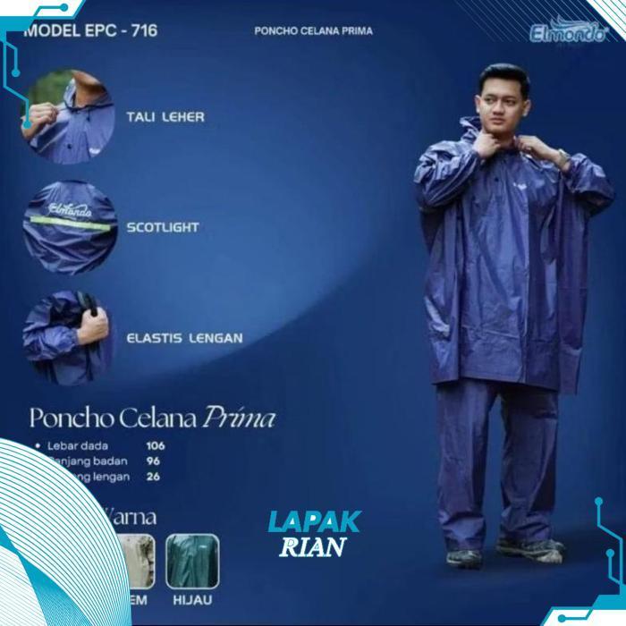 fth- fx-4 Jas Hujan Elmondo Prima 716 /Elmondo 716 Prima Setelan Dewasa / Jas hujan Ponco Elmondo EP