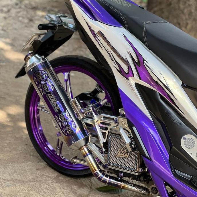 DSL MUFFLER - KNALPOT STANDAR RACING HYPER BLUE EDITION SUARA BASS ADEM EMPUK FULL SET LEHERAN+SILIN