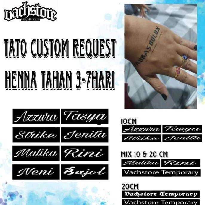 Tato Custom Cetakan Hena Tulisan dan Gambar FREE STIKER TATO RANDOM 3pcs AUL