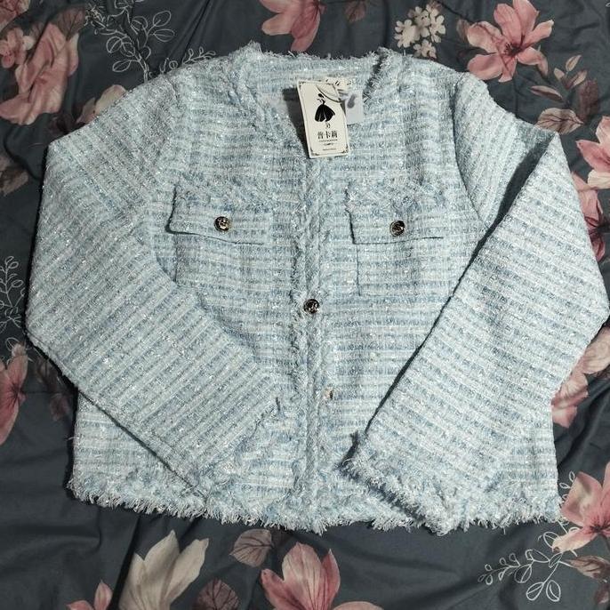 Blazer Tweed Import BW/Blazer bahan tweed lapis furing import