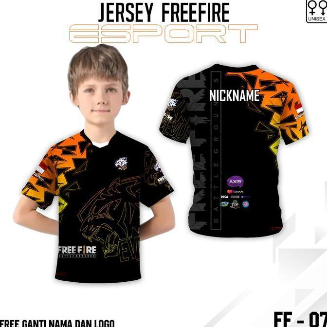 Viral Jersey e sport anak baju ff kaos esport gamer ff terbaru