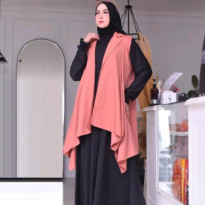 Promo Gamis muslim Wanita Dewasa set inner dan outer 2 in 1 jersay mix Katun toyobo tangan  Karet   