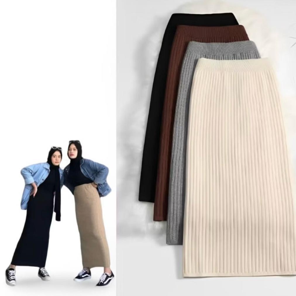 Rok Span Knit Wanita Dewasa Cantik Rok Span Knit Premium Bawahan
