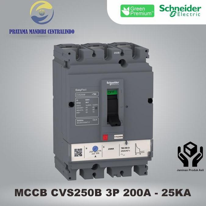 MCCB 3P 200A CVS250B SCHNEIDER 3 Phase 200 Ampere - 25KA LV525302