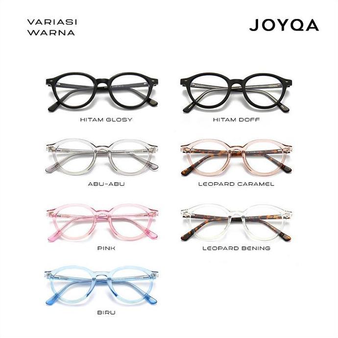Promo JOYQA (BELI 1 GRATIS 1) Frame Owl - Kacamata Oval Bulat Hitam Glossy Caramel Abu-Abu Bening Le