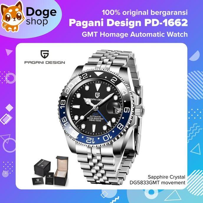 Promo Pagani Design GMT PD-1662 Automatic Watch Batman Pepsi Jam Tangan Otomatis PD1662 5-Link 3-Lin