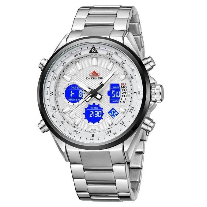 Promo Buy 1 Get 1  Dziner Jam Tangan Pria Double Time 8338 Rantai Stainless Steel Water Resistant 3 