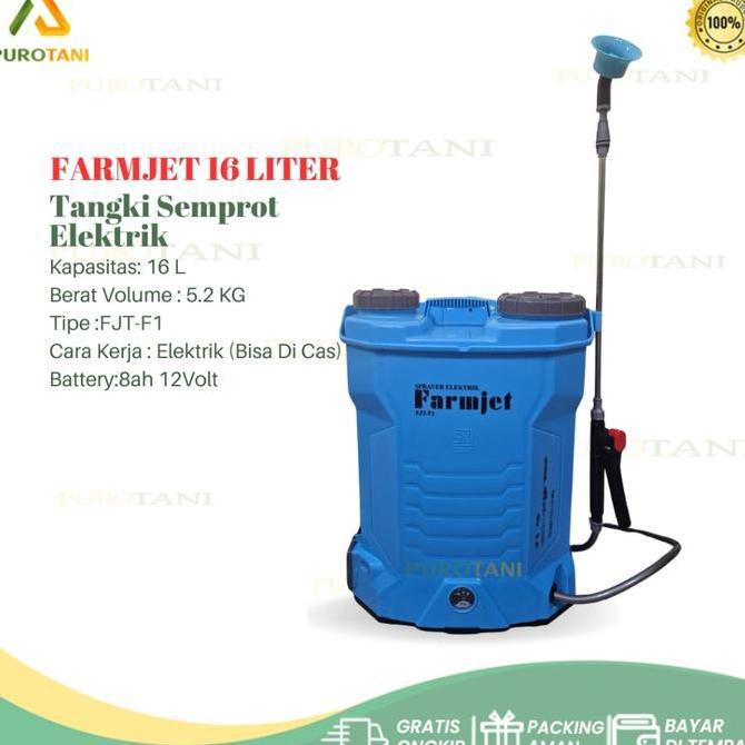 Farmjet Tangki Semprot Sprayer Elektrik Baterai Cas 16 Liter 12V 8Ah Automatic Spray System