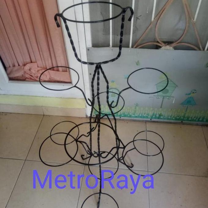 Terlaris Standing Planter / Rak Pot Besi Rak Tanaman Bunga 10 Pot