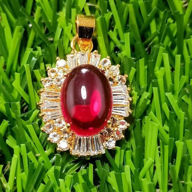 DR255 - Bandulan liontin kalung merah delima Siam bangkok asli kekerasan 9 sekala mohs Batu