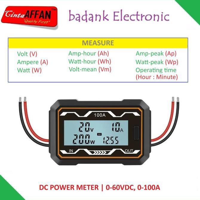 DC Digital Power Meter - Wh Ah Watt Voltage Ampere