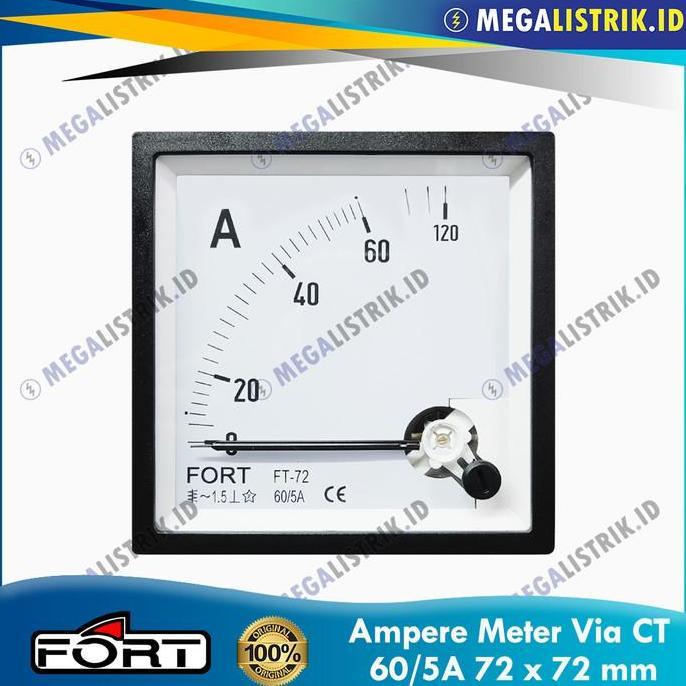 Fort Ampere Meter 60/5A 72X72 FT-72A / Panel Meter Via CT 60A / 60 Ampere 72 X 72 FT72A