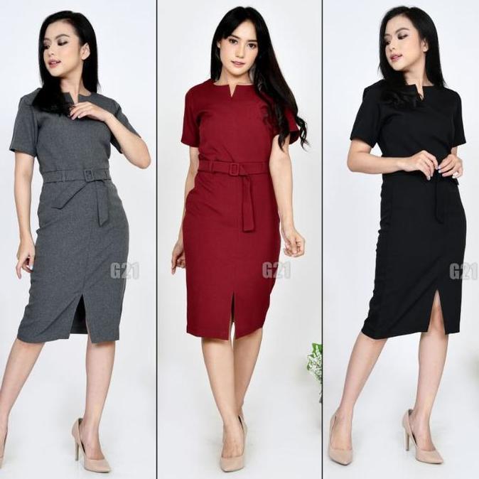 Dress bisnis Kerja Wanita mewah  Kantor dress pesta seragam spg Formal High Premium Quality Midi Hit