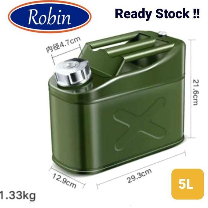 jerigen 5liter jerry can 5l besi tempat cadangan bbm solar bensin