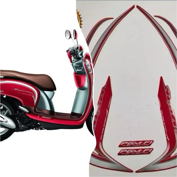 Stiker Striping List Body Motor Honda Scoopy Stylish 2016 Merah