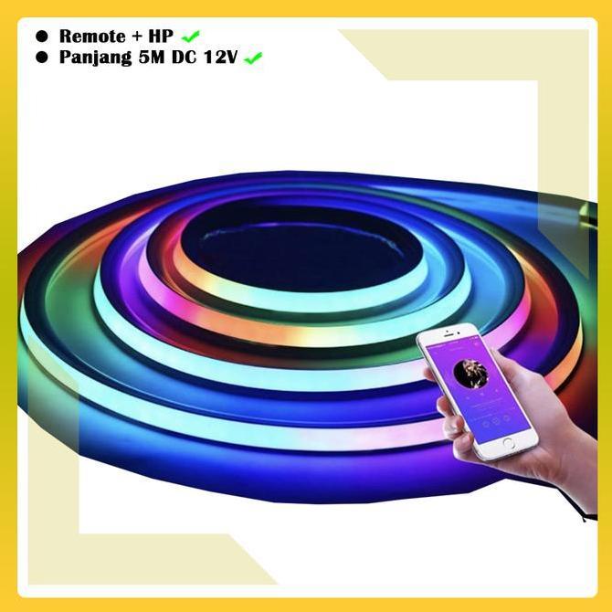 Lampu Neon Flex Running RGB Remote Aplikasi HP DC 12V