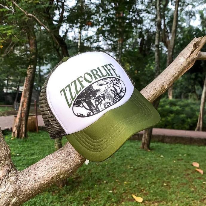DF307 >> Trucker Hat  Zzzforlife  - Topi jaring Unisex, Murah & Berkualitas - Wanita, Pria  casual, 