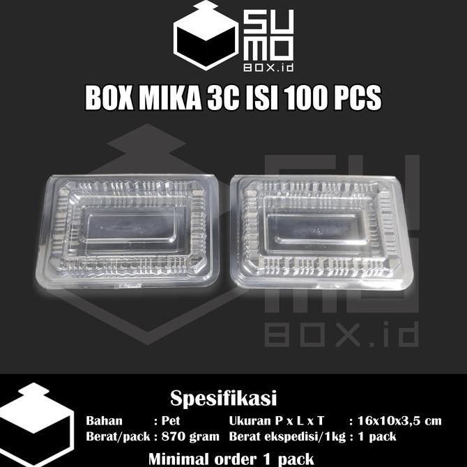 Plastik mika kue ukuran 3c isi 100pcs bening/ kotak makanan nasi rames