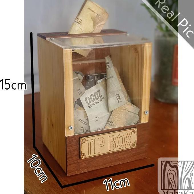 Kotak Tip box kayu celengan kotak saran amal akrilik display box trans