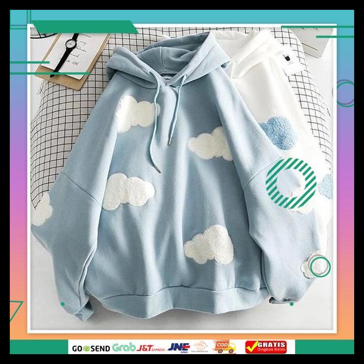 PROMO CLOUD SWEATER HOODIE PULL FRINT - JAKET SWEATER OVERSIZE BIG SIZE - SWEATER OUTFIT WANITA KEKI