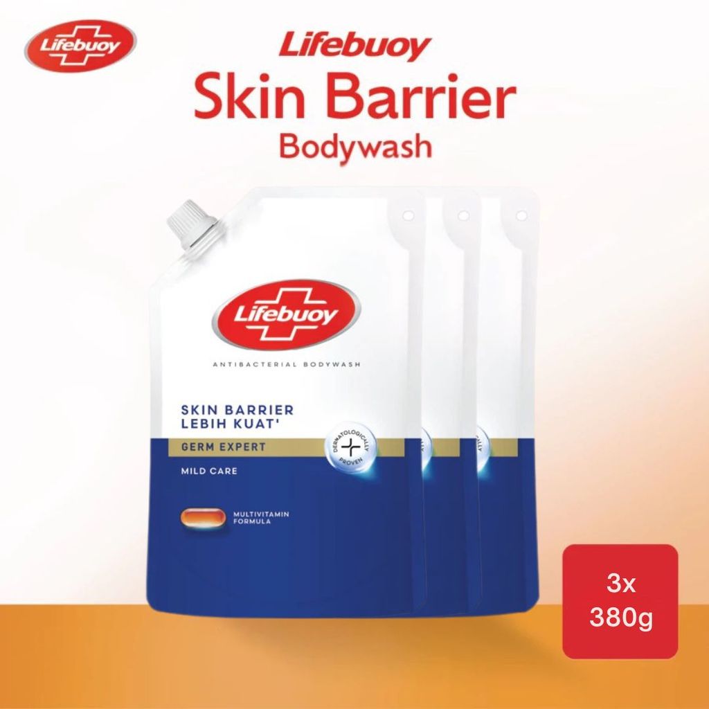 Lifebuoy Body Wash Antibakteri Sabun Mandi Cair Mild Care 380g x3