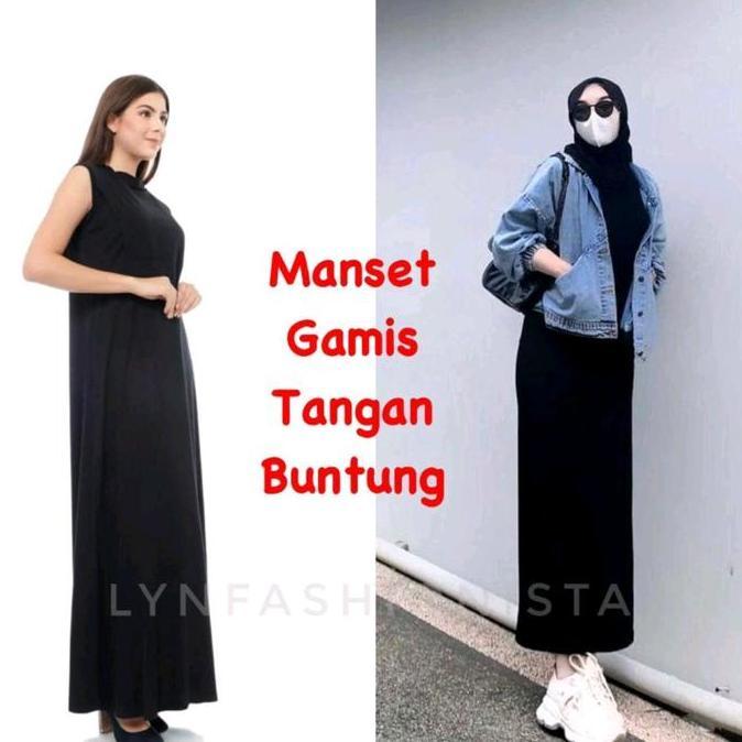 Terbaru Manset Gamis Wanita Muslim Tangan Buntung Bahan Kaos Spandek Tebal Stretch/H07
