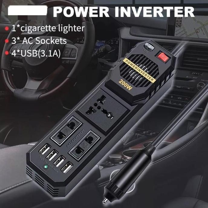 Car Charger 200W 12V Power Inverter Adaptor Converter - Charger Mobil [terbaik]