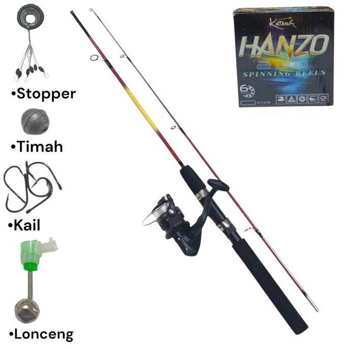 Set Pancing Sambung dua Katana  1.2 - 1.5 M Joran Reel [terbaik]
